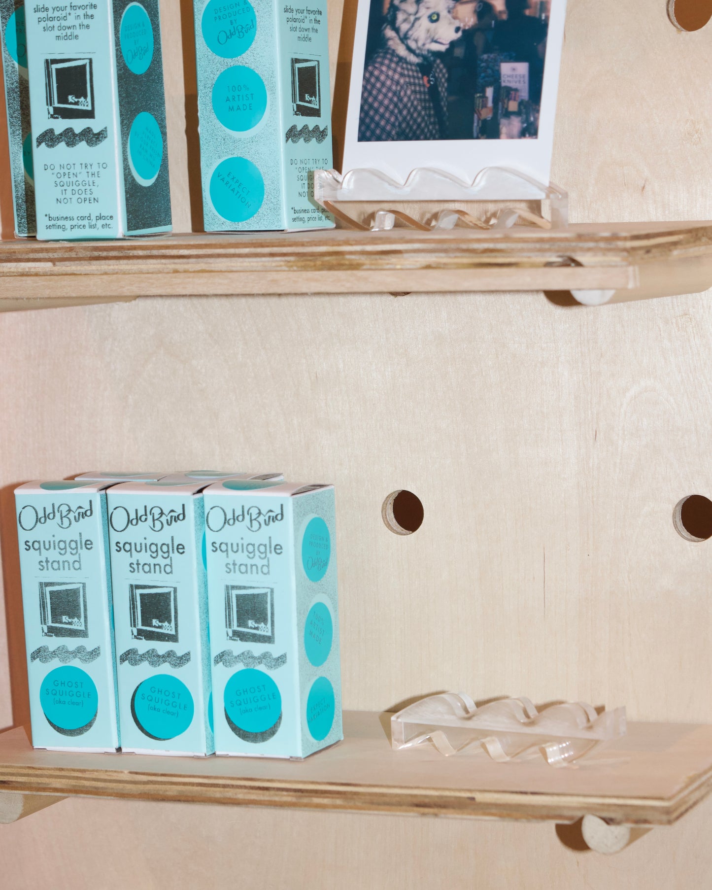 polaroid squiggle stand | ghost