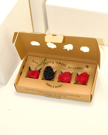 Mixed Berry Beeswax Birthday Candles 4 Pack