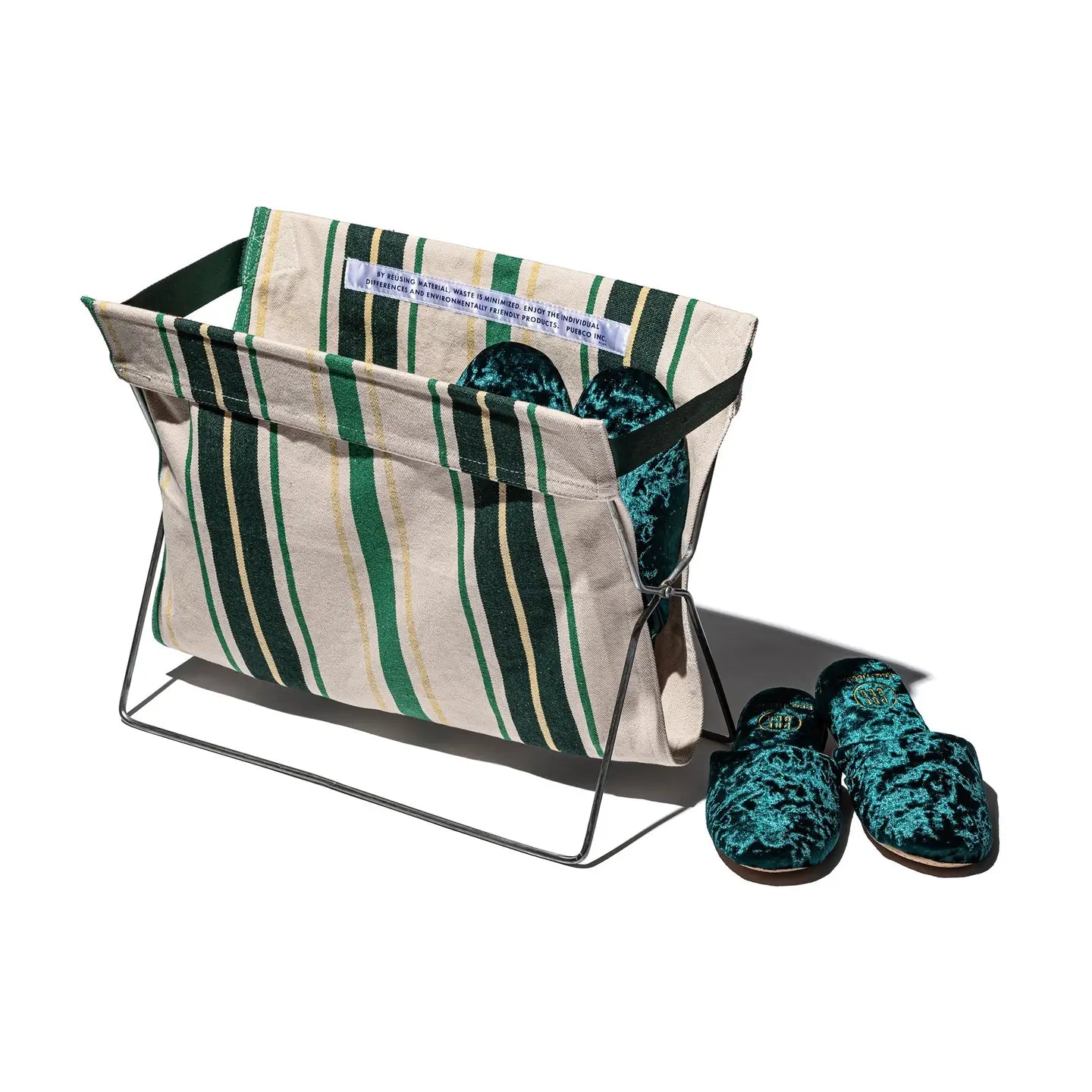 Green Striped Magazine Rack