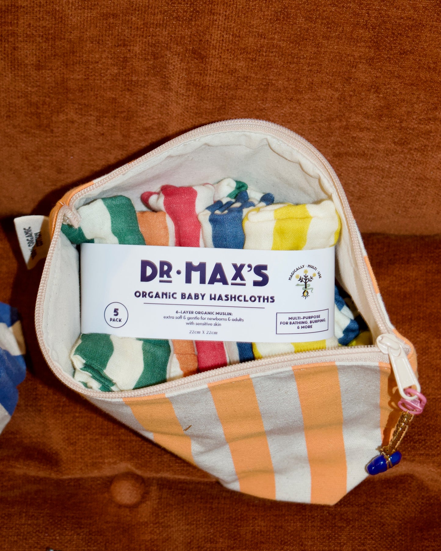 striped zipper pouch