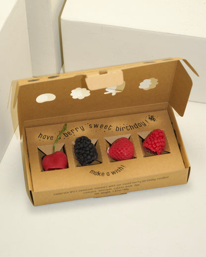 Mixed Berry Beeswax Birthday Candles 4 Pack
