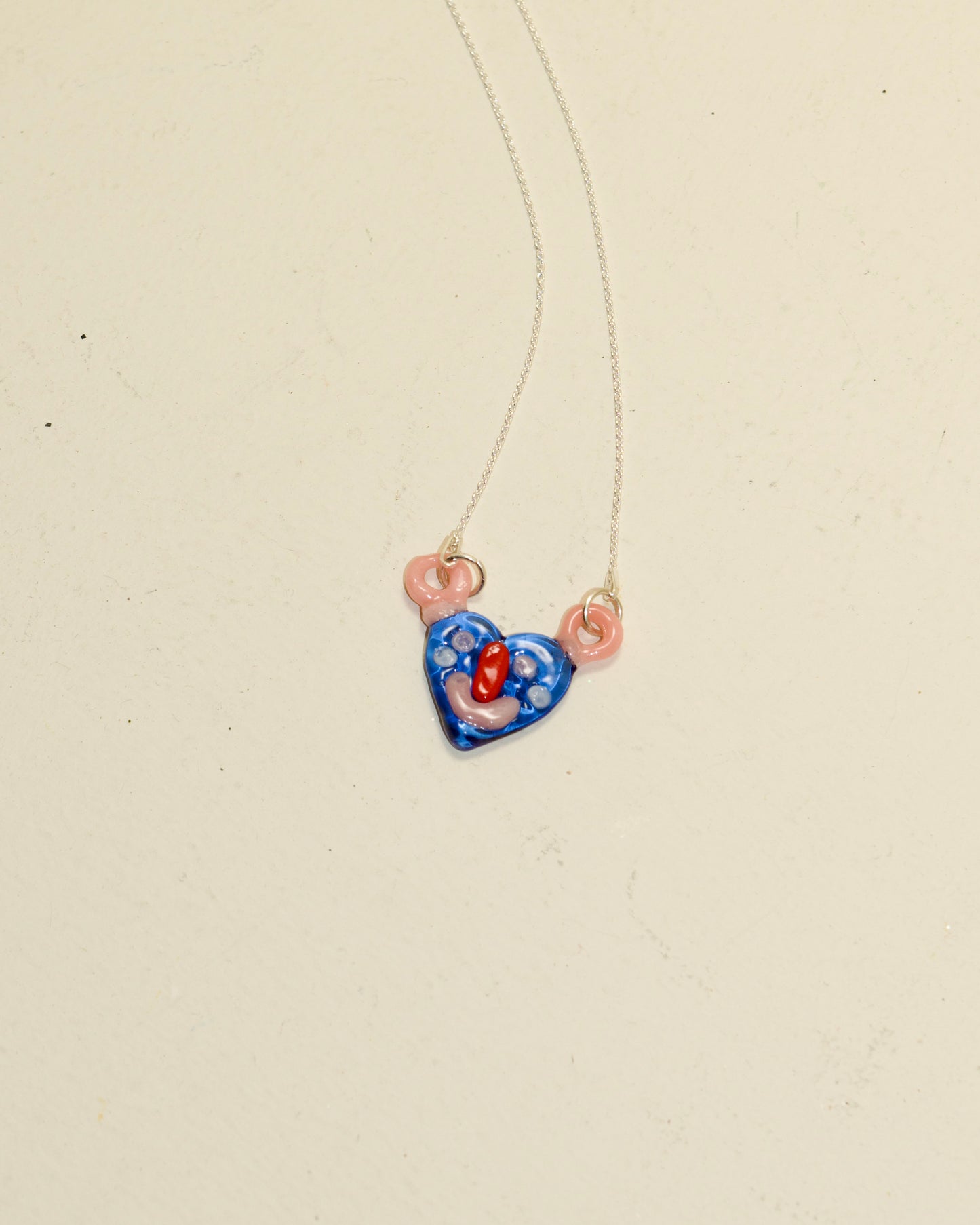 Glass Smiley Heart Necklace