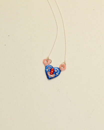 Glass Smiley Heart Necklace