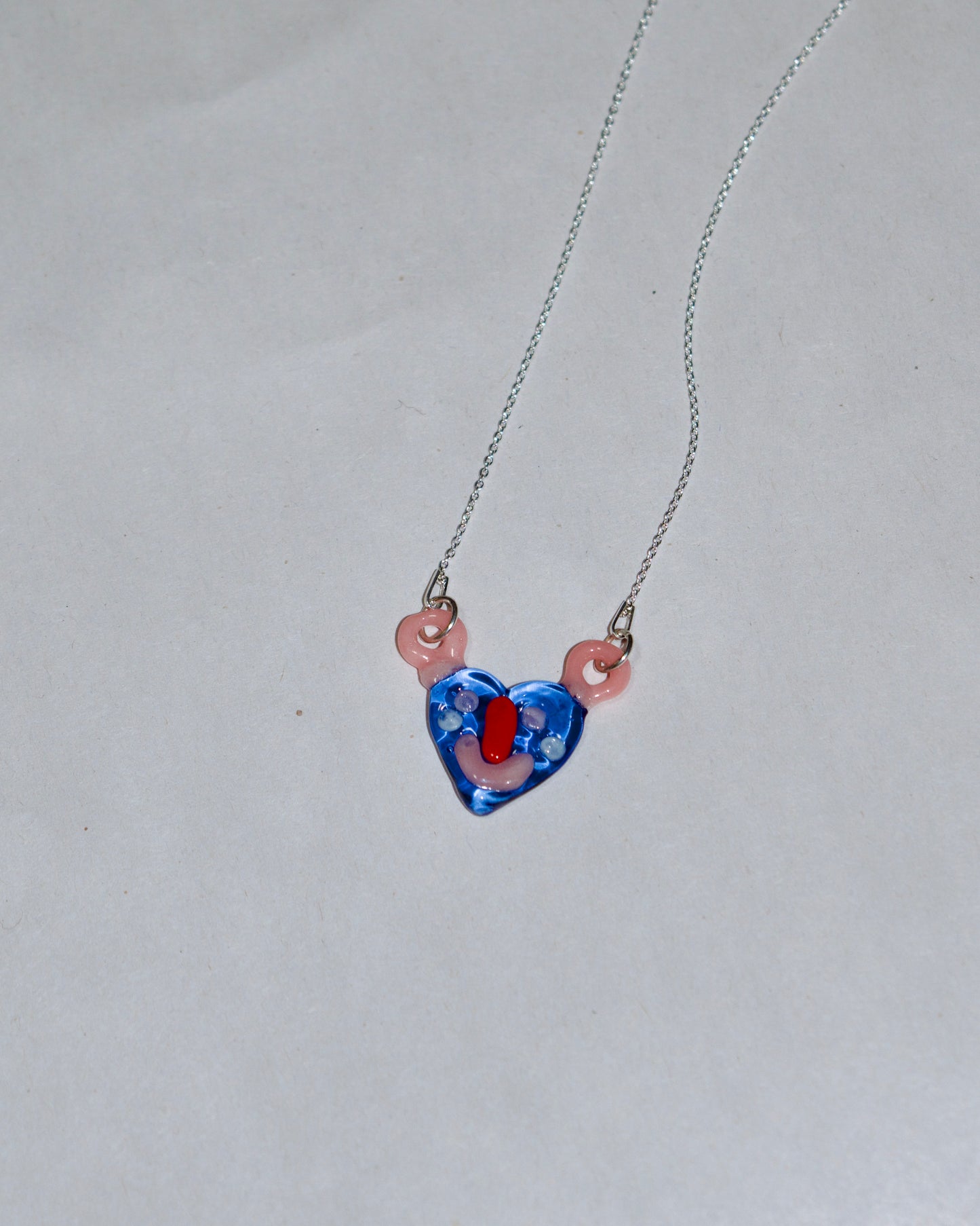 Glass Smiley Heart Necklace