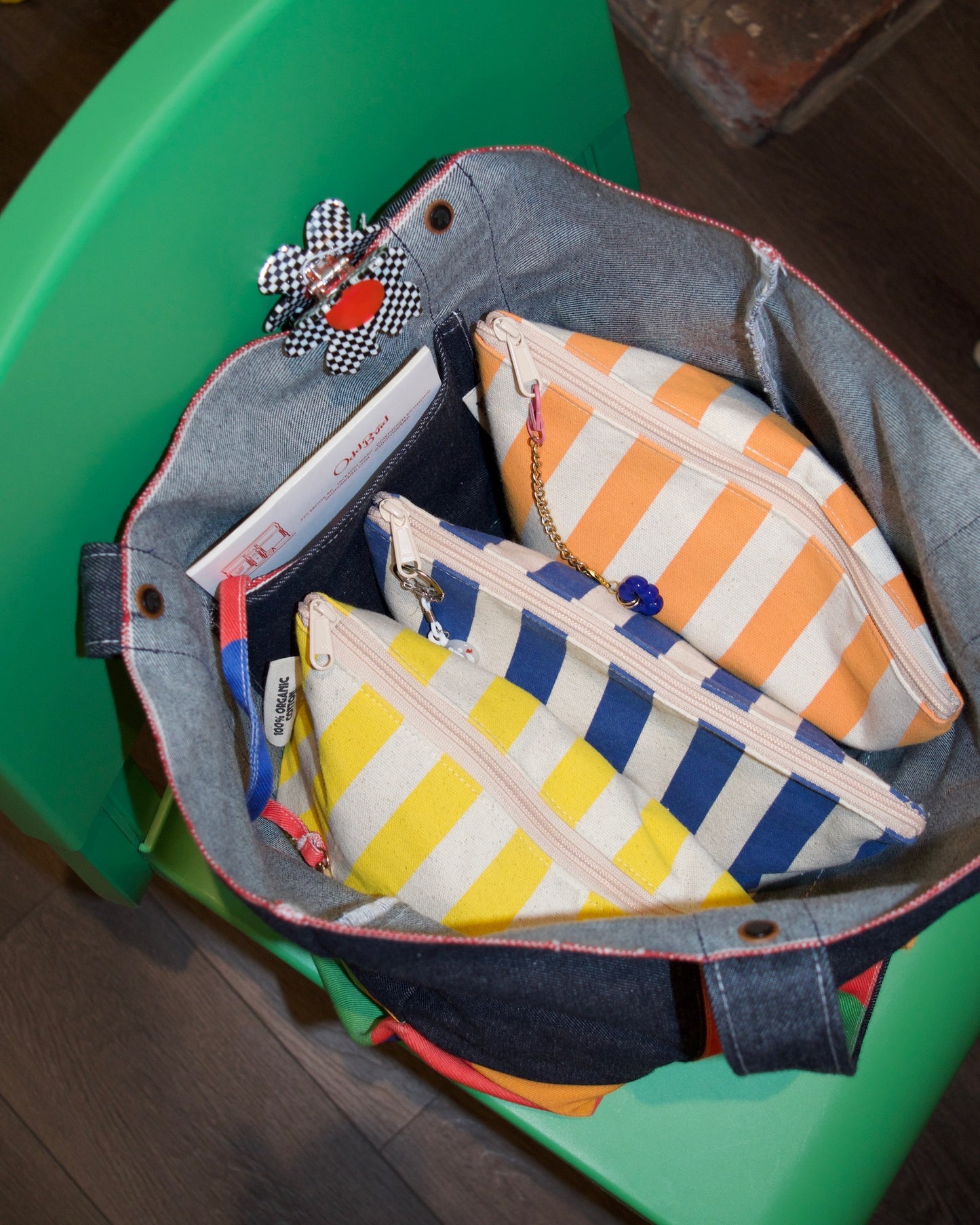 striped zipper pouch