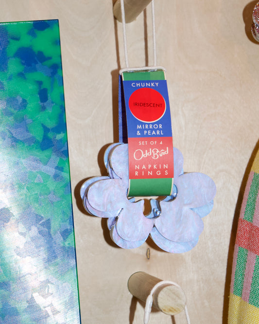 Pearl & Mirror Napkin Rings - Set of 4