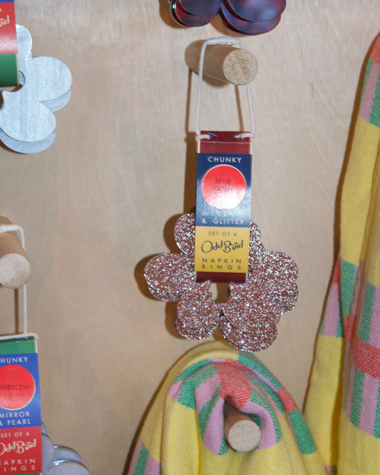 Glitter & Mirror Napkin Rings - Set of 4