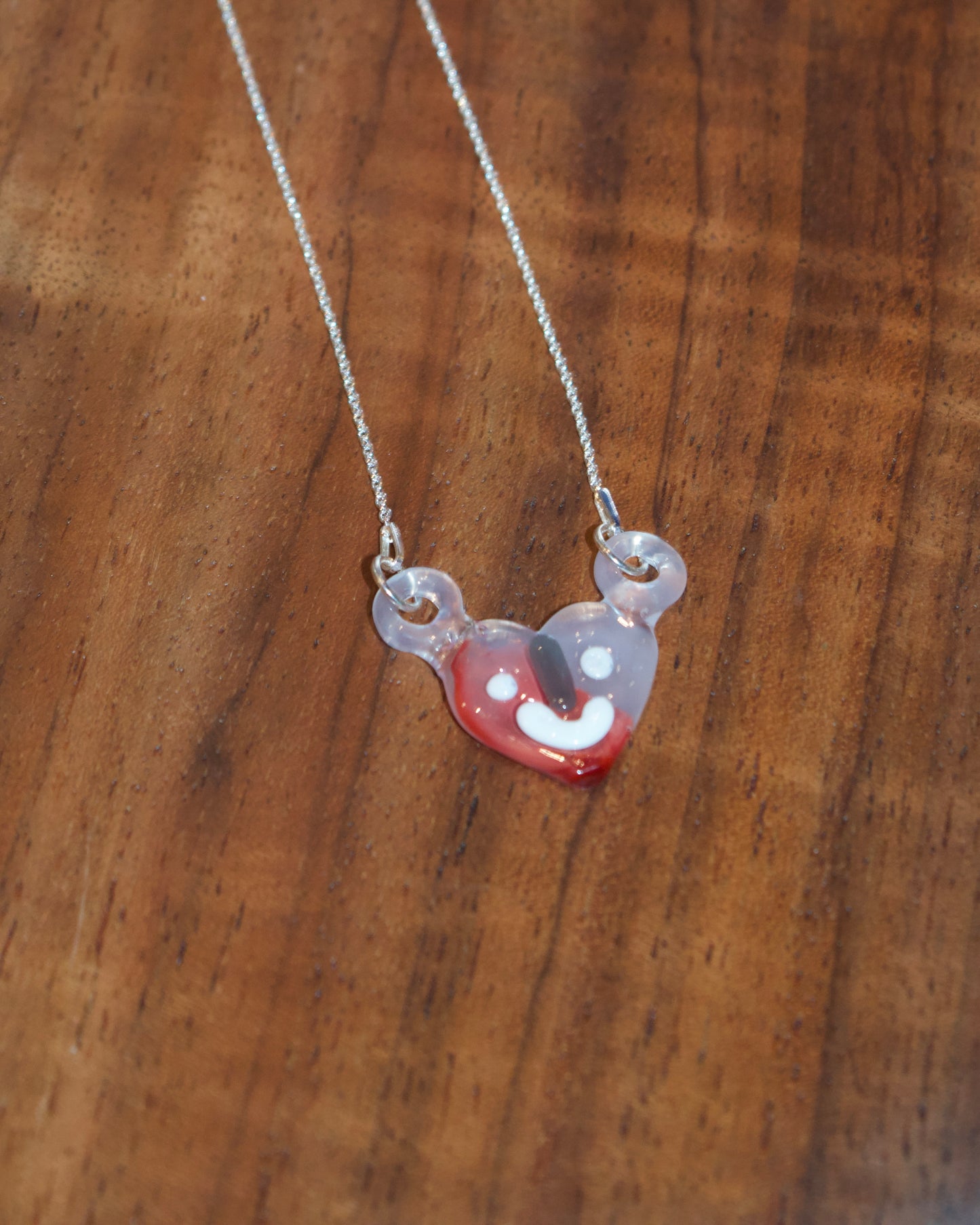 Glass Smiley Heart Necklace