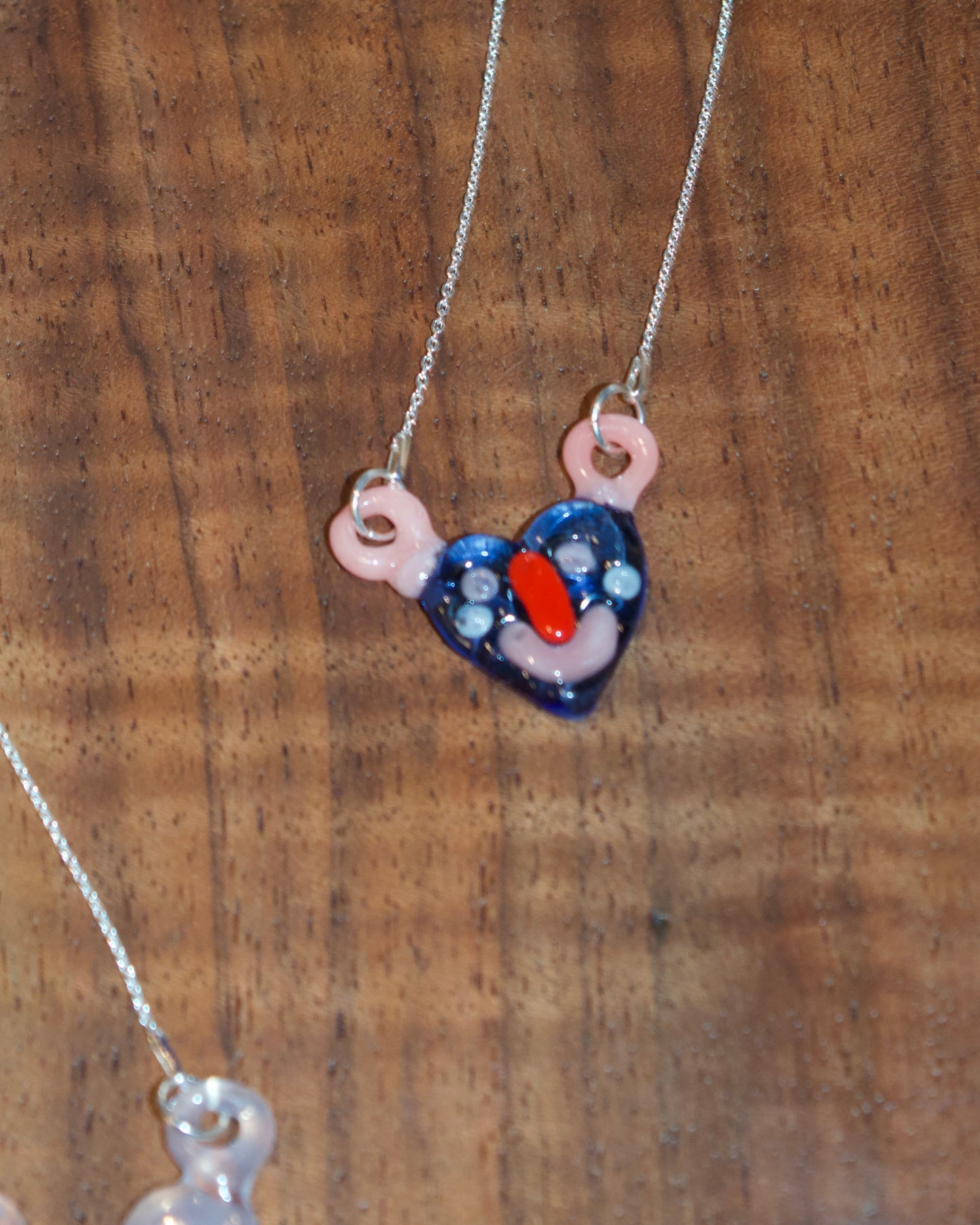 Glass Smiley Heart Necklace