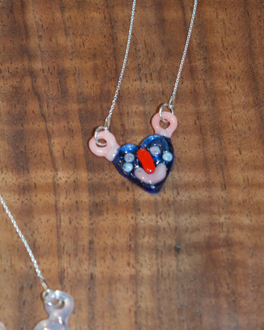 Glass Smiley Heart Necklace