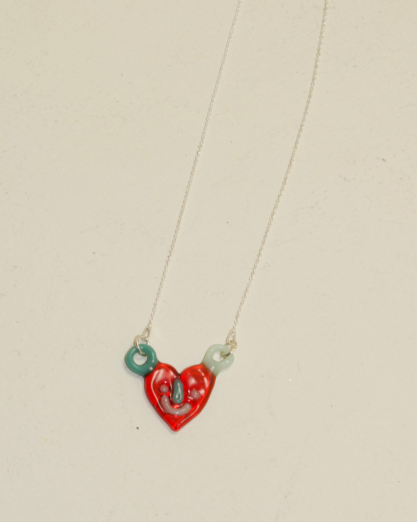 Glass Smiley Heart Necklace