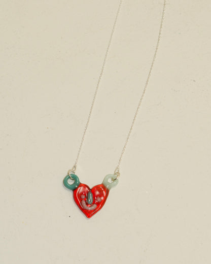 Glass Smiley Heart Necklace