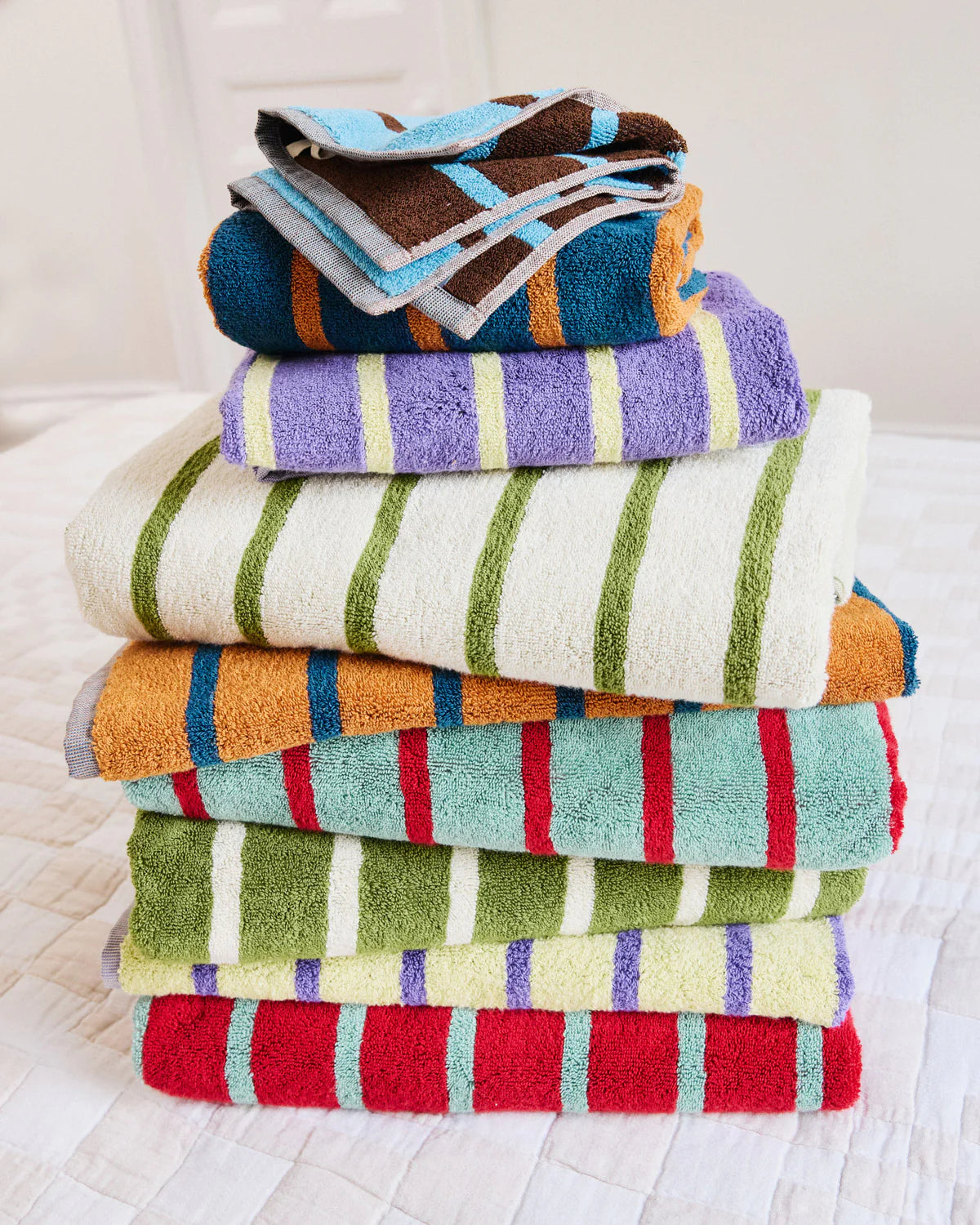 Dusen Dusen Bird Stripe Bath Towels