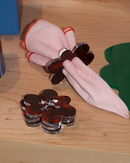 Pearl & Mirror Napkin Rings - Set of 4