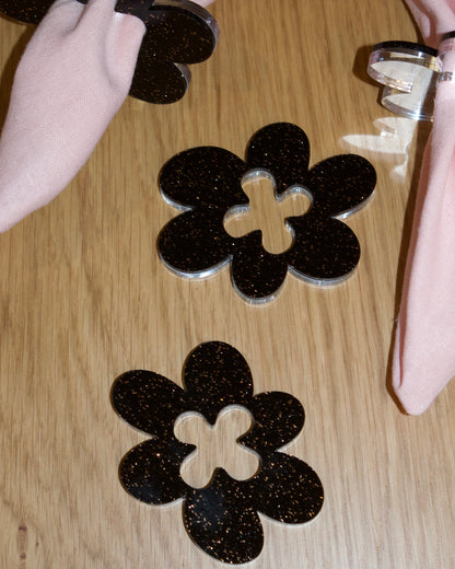 Glitter & Mirror Napkin Rings - Set of 4