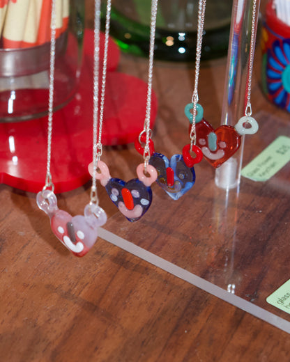 Glass Smiley Heart Necklace