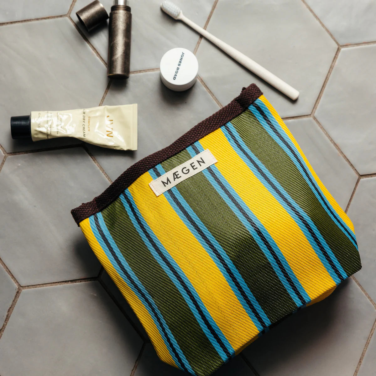 Striped Nylon Pouch