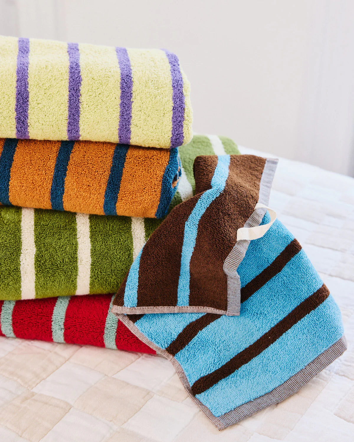 Dusen Dusen Bird Stripe Bath Towels