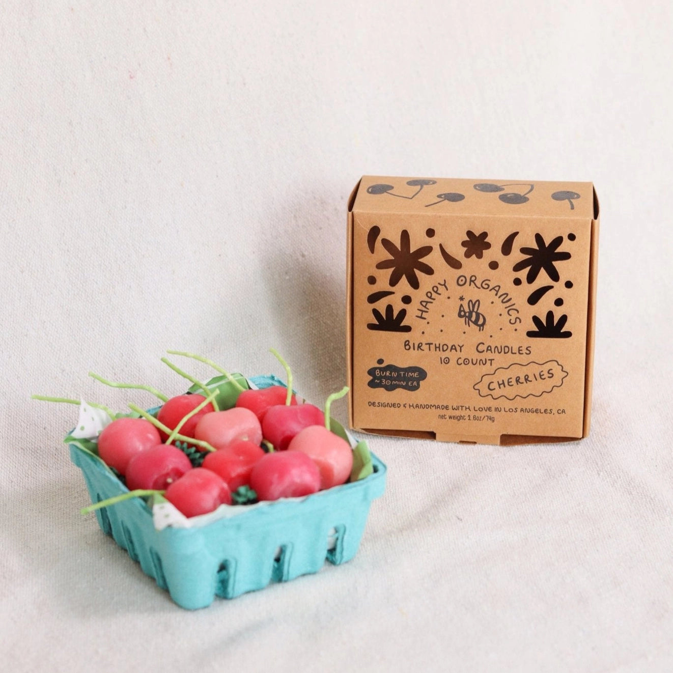 Happy Organics Pink Cherry Birthday Candles