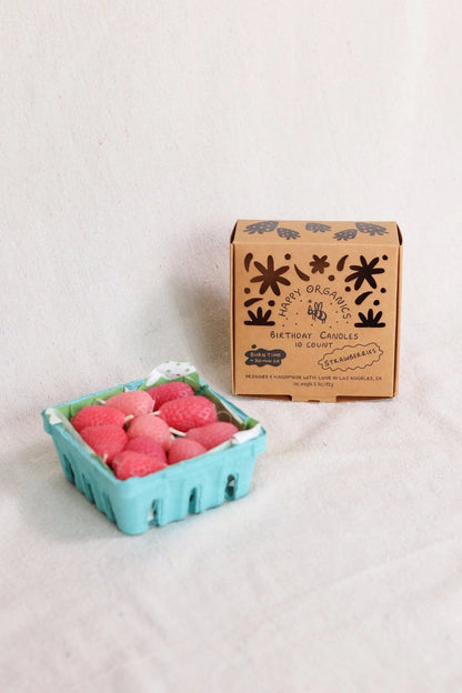 Happy Organics Pink Strawberry Birthday Candles
