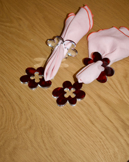 Pearl & Mirror Napkin Rings - Set of 4